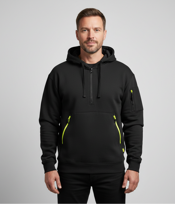 Men’s Autumn Hoodie with Zip and Drawstring Details