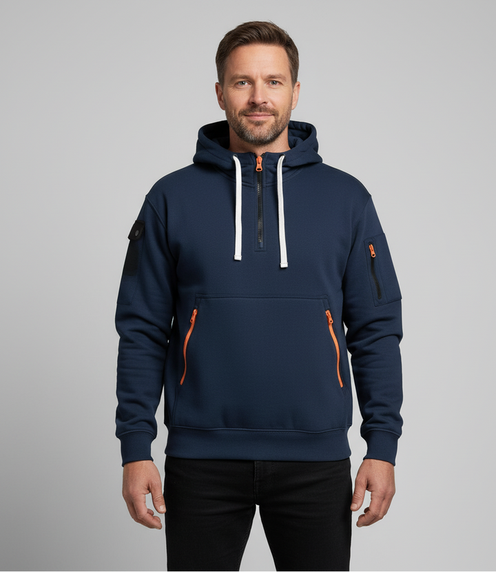 Men’s Autumn Hoodie with Zip and Drawstring Details