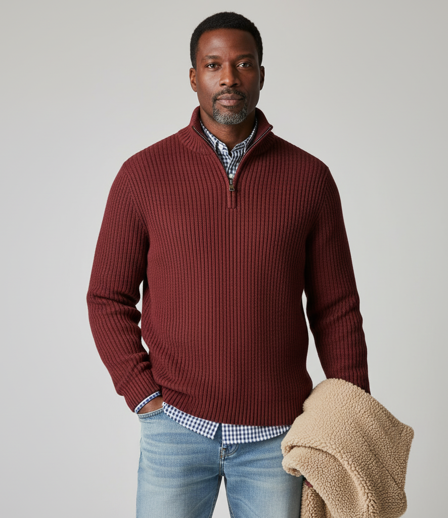 Men’s Knitted Half-Zip Jumper – Smart Casual Layer