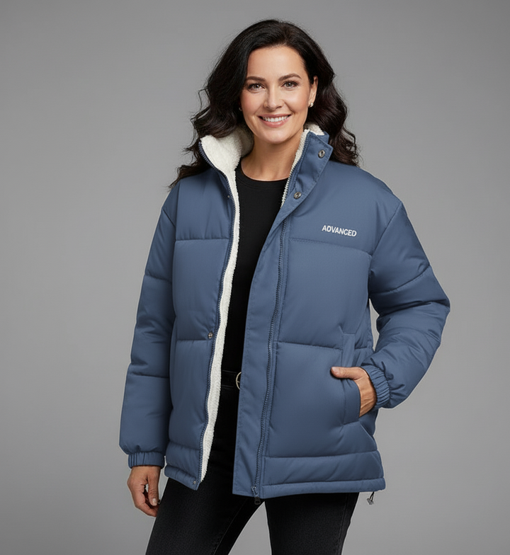 Women’s Fleece-Lined Puffer Jacket – Warm Winter Outerwear