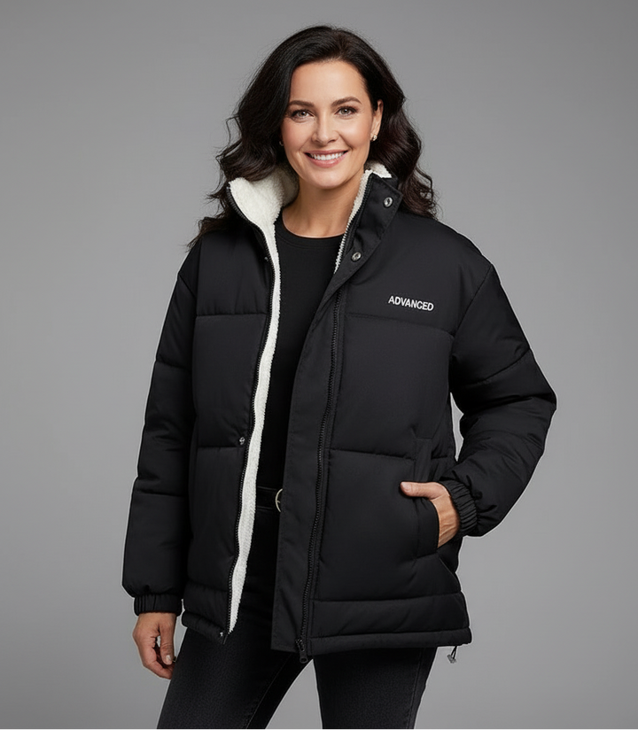 Women’s Fleece-Lined Puffer Jacket – Warm Winter Outerwear