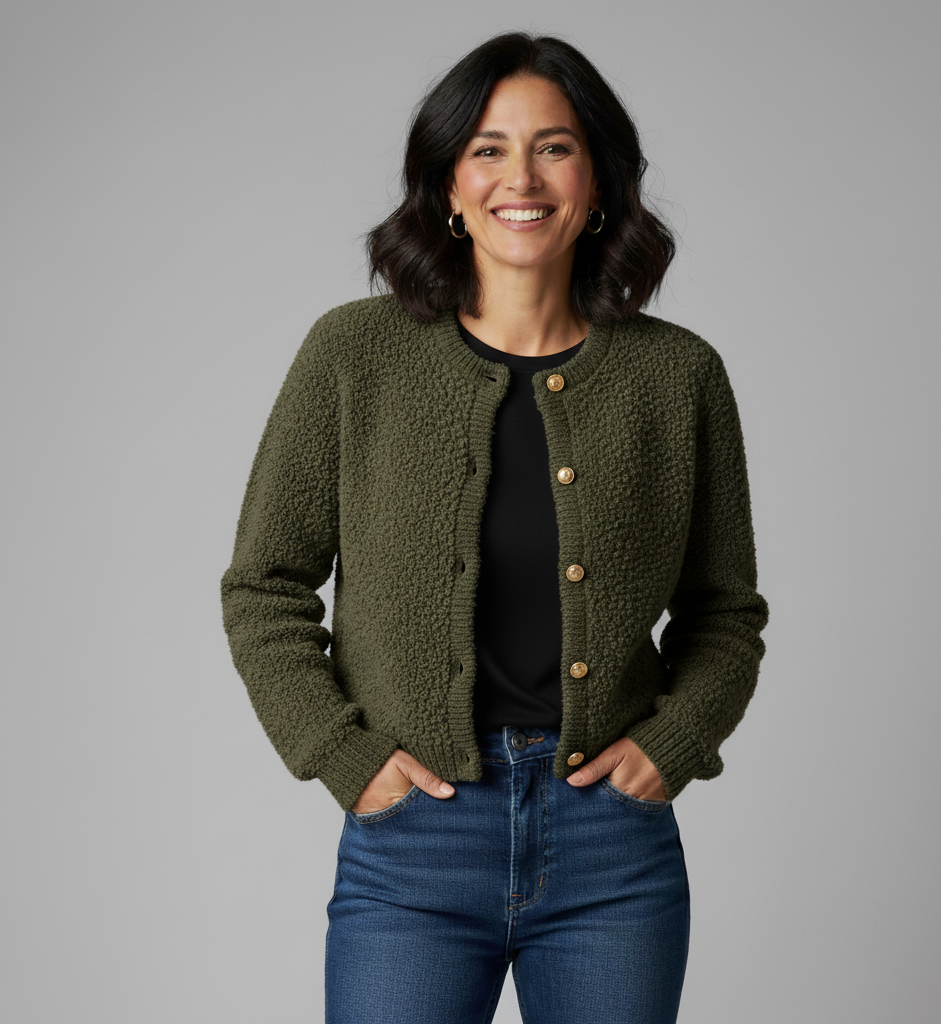 Women’s Textured Bouclé Button Cardigan – Winter Layer