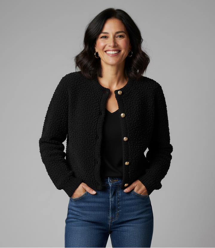 Women’s Textured Bouclé Button Cardigan – Winter Layer
