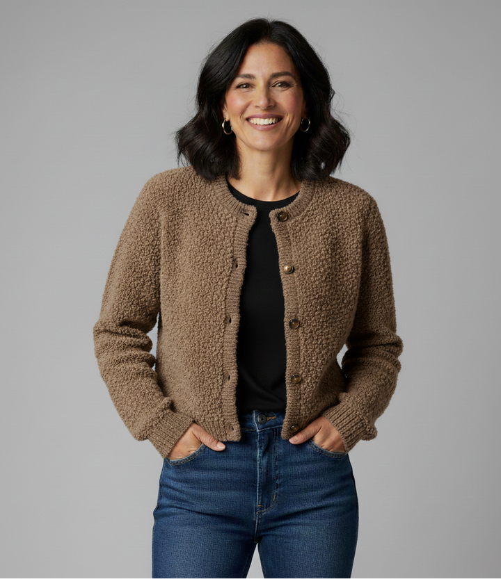 Women’s Textured Bouclé Button Cardigan – Winter Layer