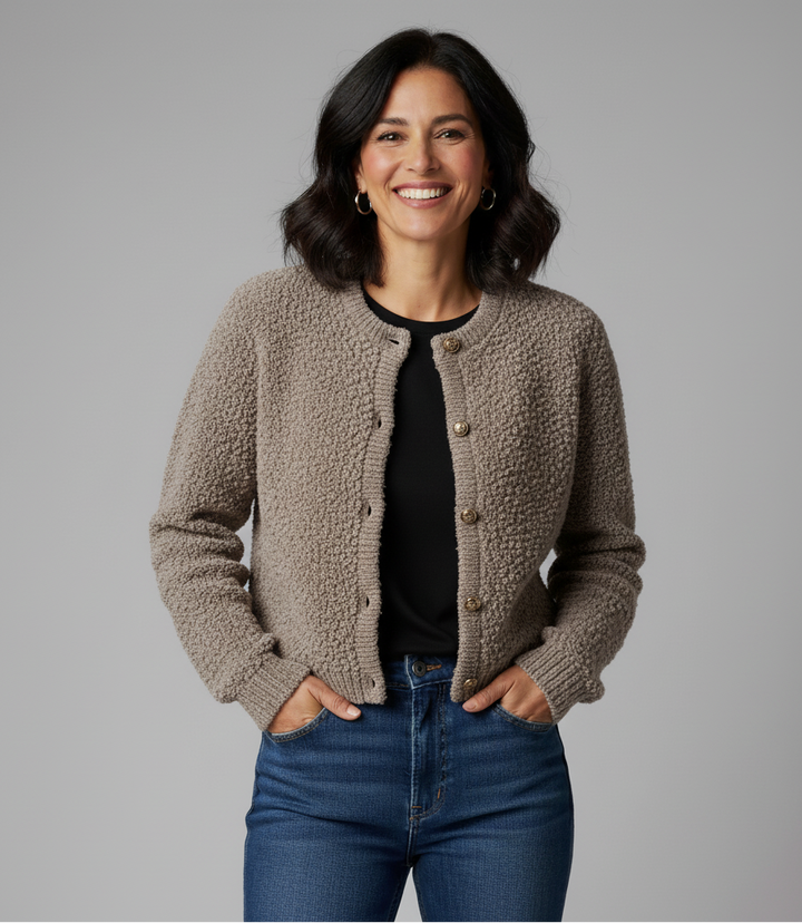 Women’s Textured Bouclé Button Cardigan – Winter Layer