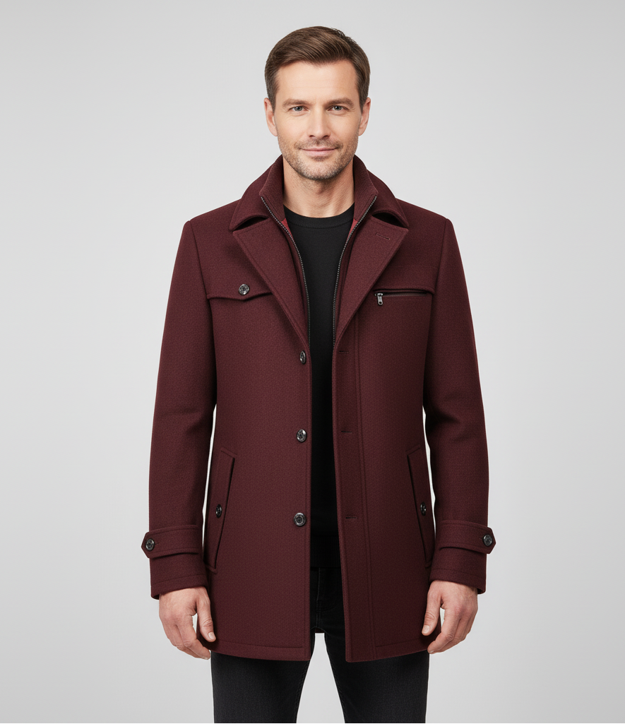 Men’s Classic Peacoat with Adjustable Cuffs