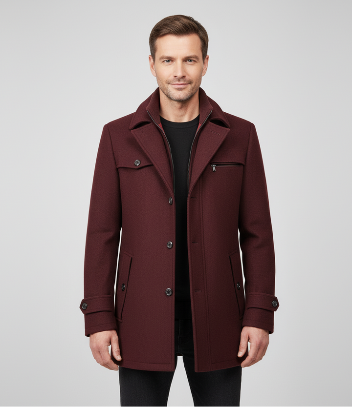 Men’s Classic Peacoat with Adjustable Cuffs