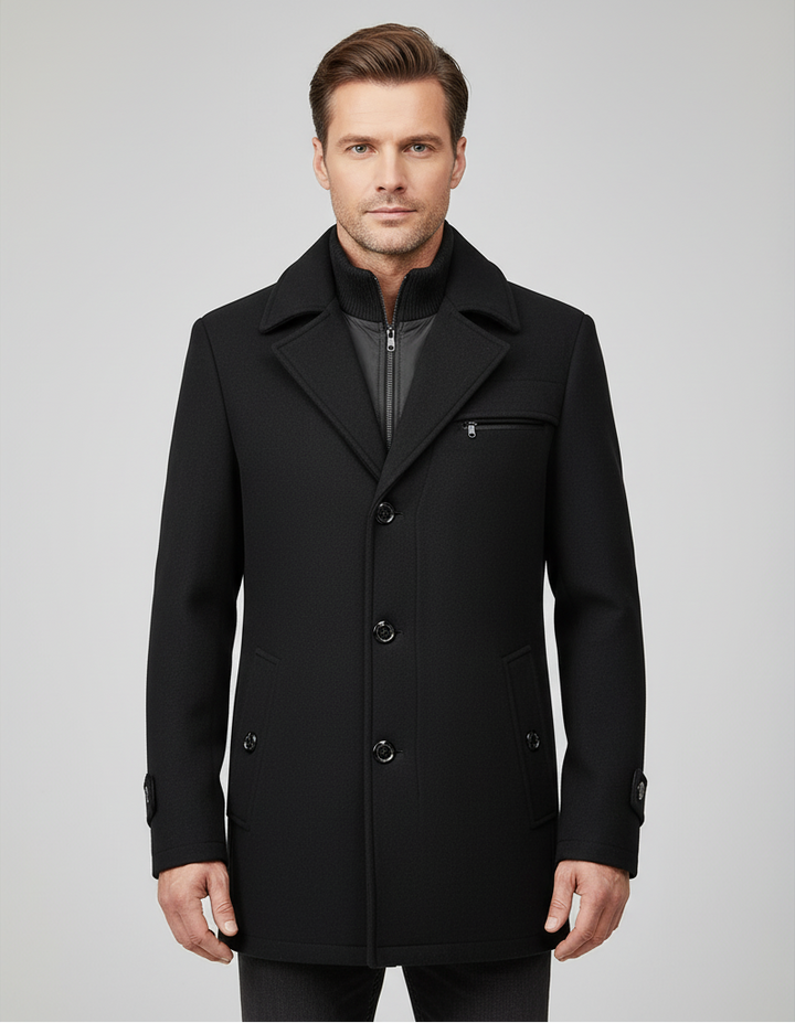 Men’s Classic Peacoat with Adjustable Cuffs