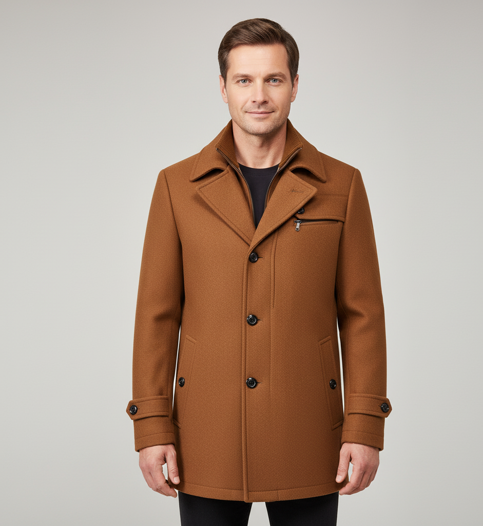 Men’s Classic Peacoat with Adjustable Cuffs