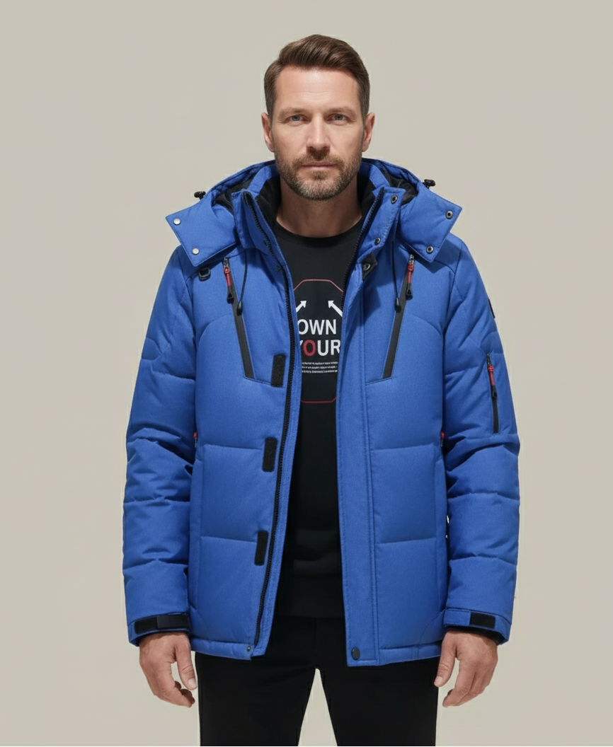 Men’s Quilted Winter Jacket with Stand Collar