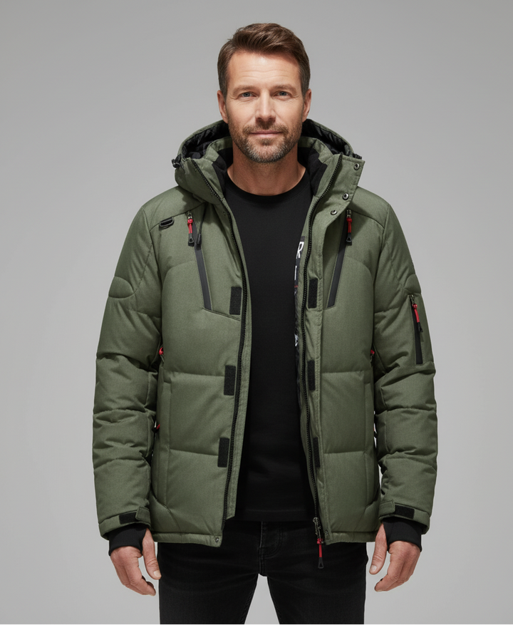 Men’s Quilted Winter Jacket with Stand Collar