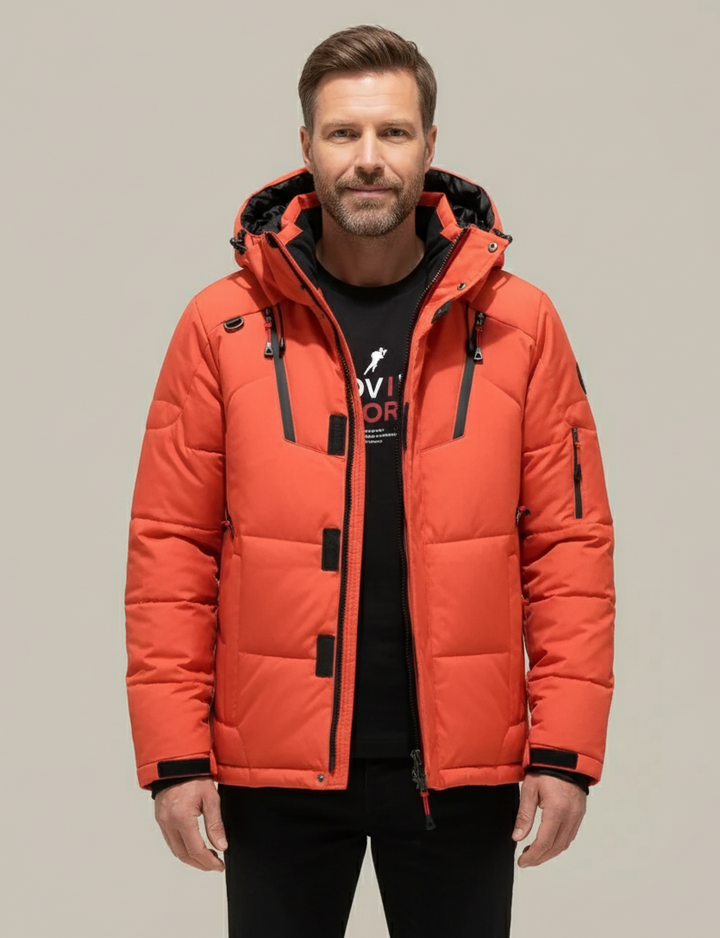 Men’s Quilted Winter Jacket with Stand Collar