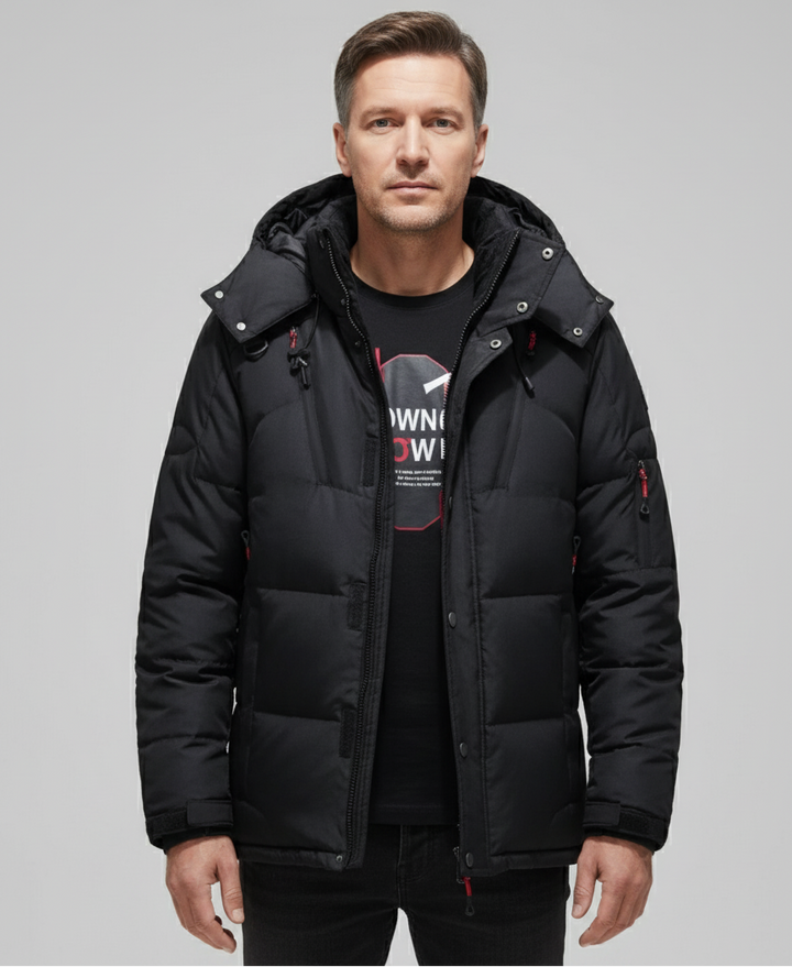 Men’s Quilted Winter Jacket with Stand Collar